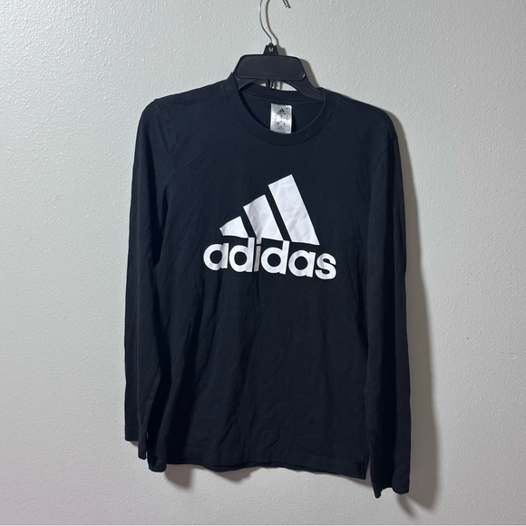 Adidas Men Logo Graphic Black Long Sleeve Crew Neck size Small. - Picture 1 of 7